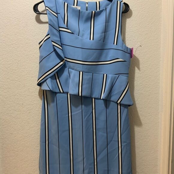 laltramoda dress blue stripe size 42 ruffle Italy - Picture 1 of 12